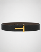 TF — Black/ Brown Reversible Gold-Tone Buckle Belt