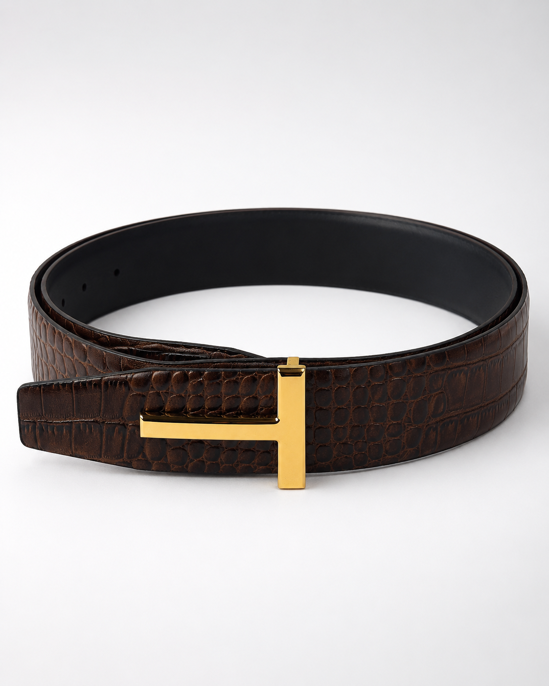 Brown/ Black Reversible Gold-Tone Buckle Belt - Product image 1