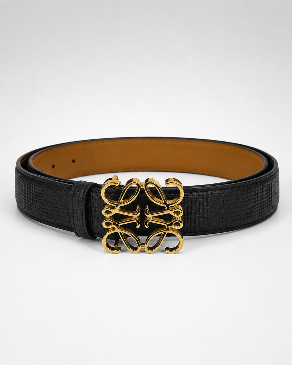 Black/ Tan/ brown interior; gold-tone hardware Gold-Tone Buckle Belt - Product image 1