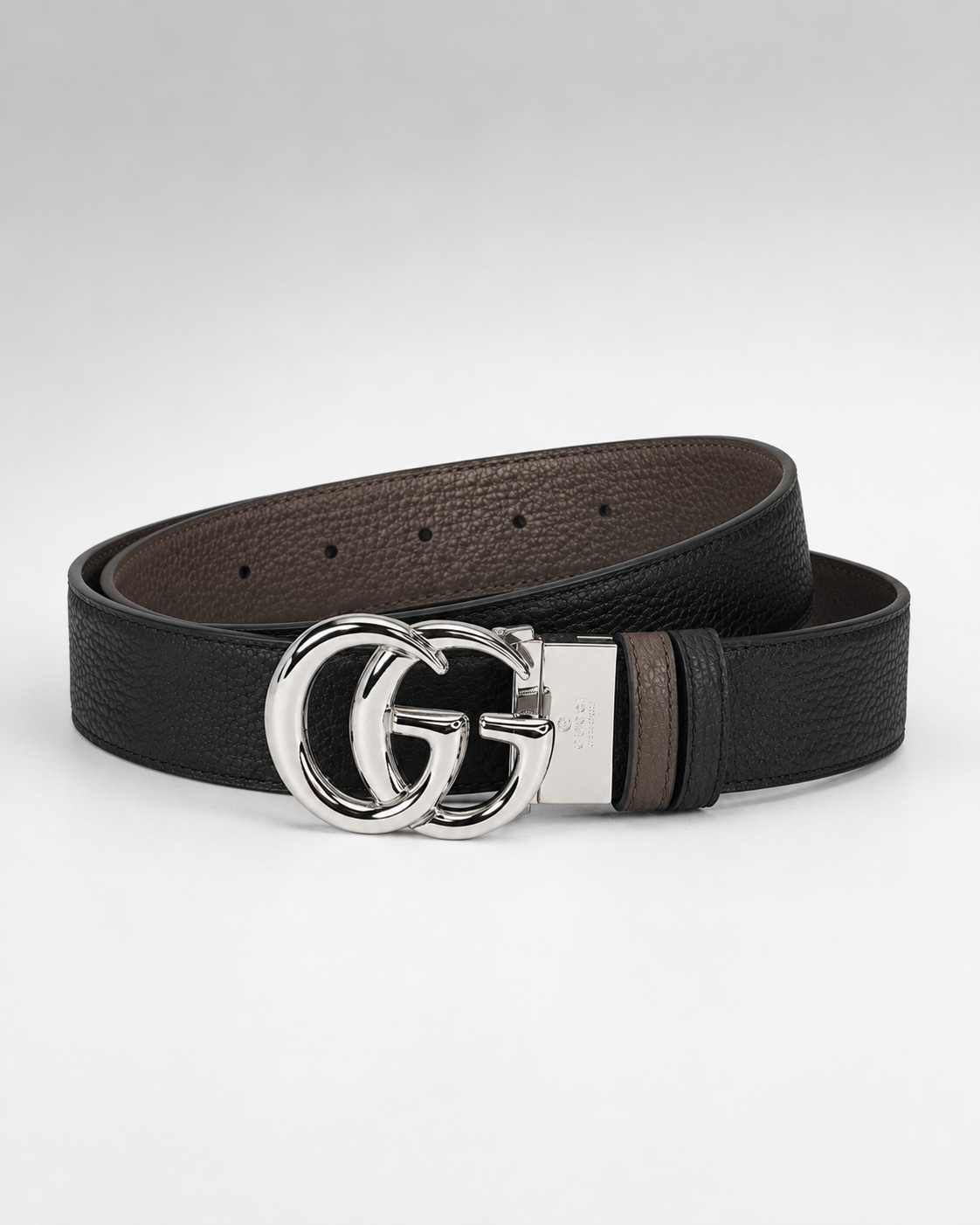 Black/ Brown Reversible Silver-Tone Buckle Belt - Product image 1