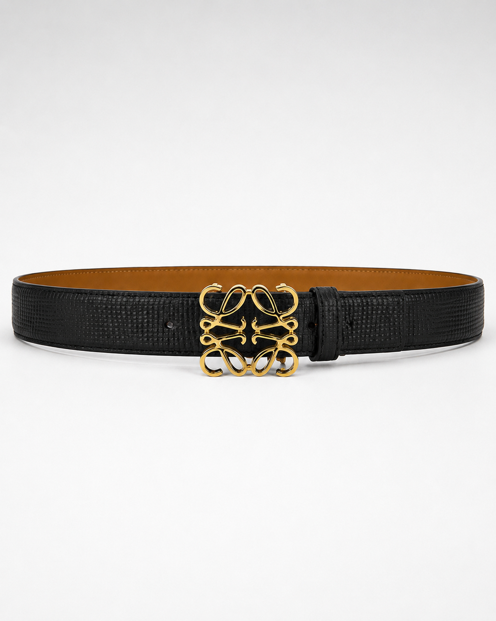 Black/ Tan/ brown interior; gold-tone hardware Gold-Tone Buckle Belt - Product image 2