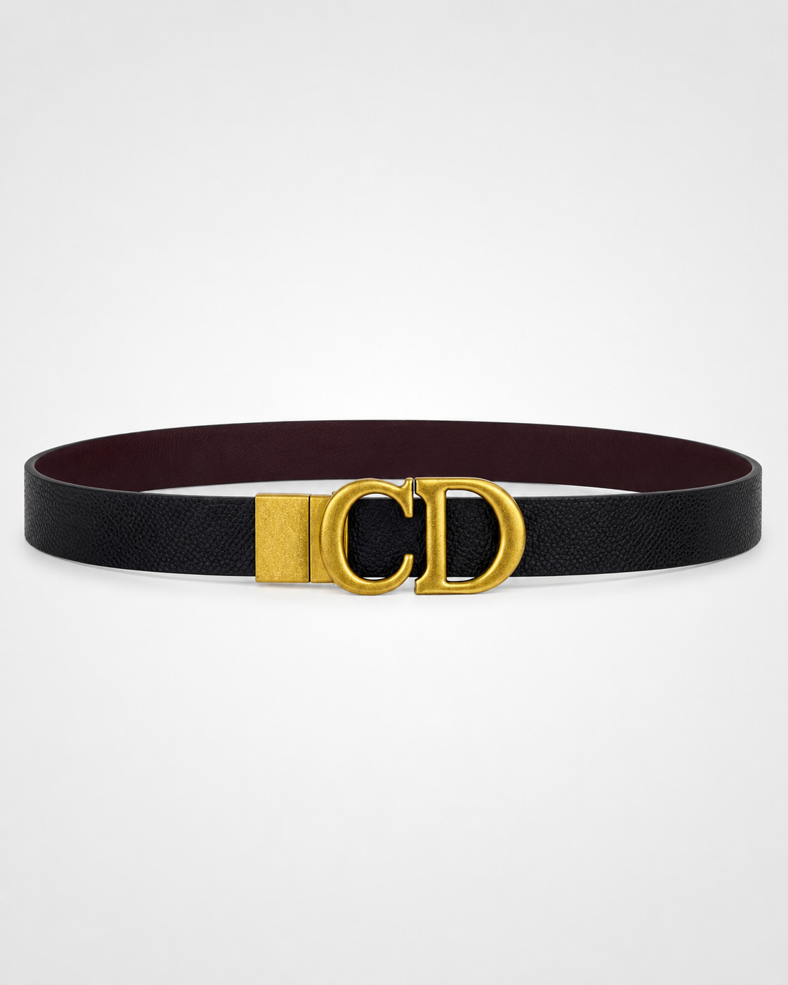 Black/ Burgundy Reversible Gold-Tone Buckle Belt - Product image 2