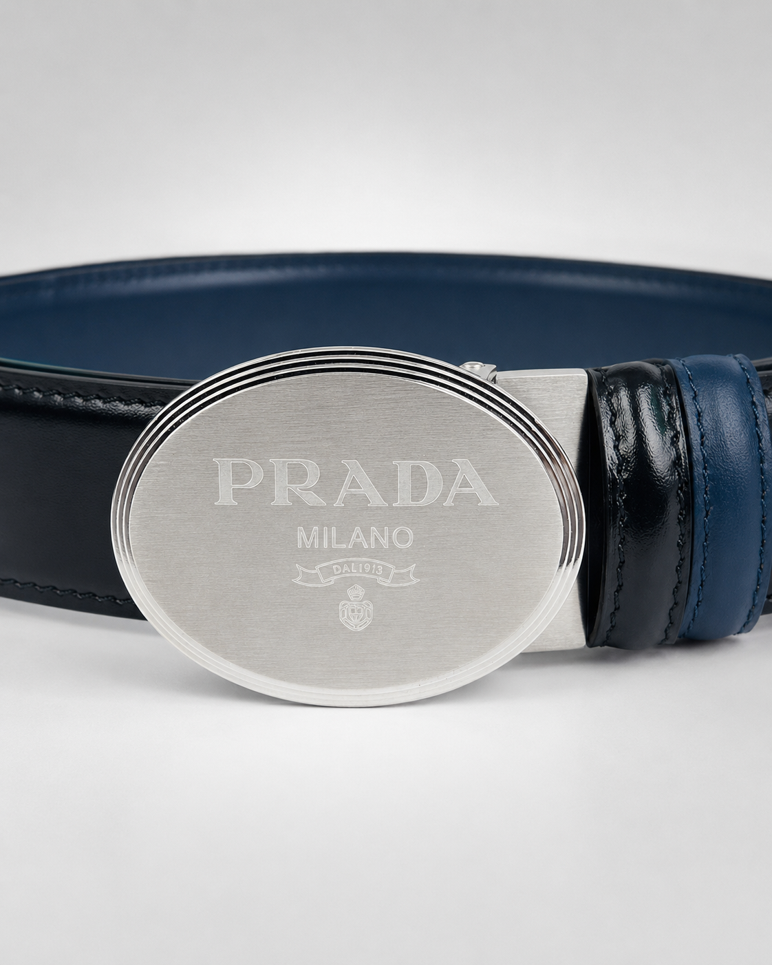 Black/ Deep blue Reversible Silver-Tone Buckle Belt - Product image 3