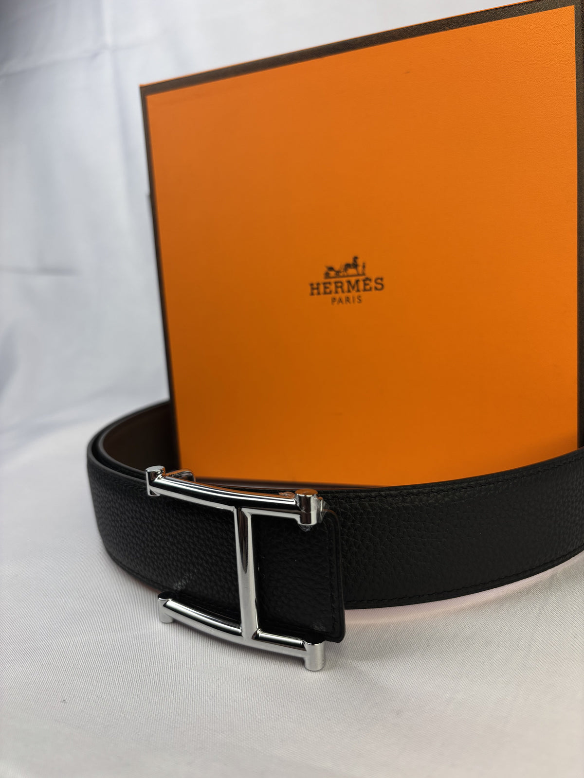 Black/ Dark brown interior/edge Silver-Tone Buckle Belt - Product image 3
