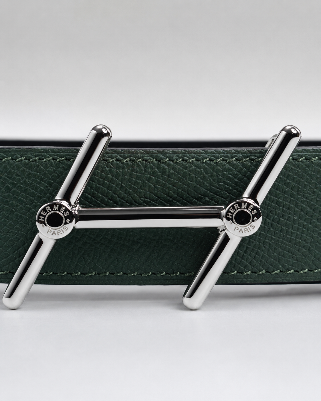 Dark green/ Black Reversible Silver-Tone Buckle Belt - Product image 3