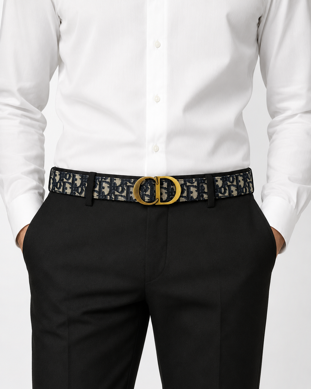 Navy blue/ Beige, with black inner surface Gold-Tone Buckle Belt - Product image 3