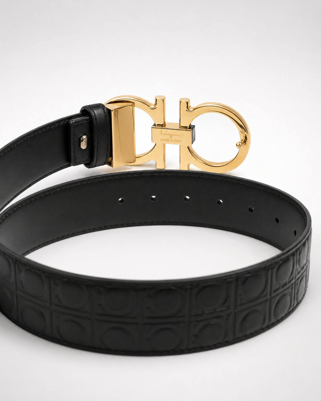 Black/ Gold-tone Reversible Gold-Tone Buckle Belt - Product image 4