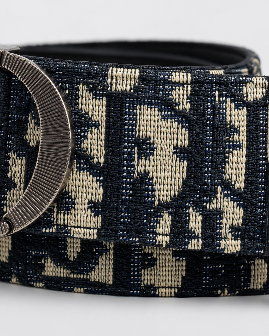 Navy blue/ Beige, with black inner lining Silver-Tone Buckle Belt - Product image 4
