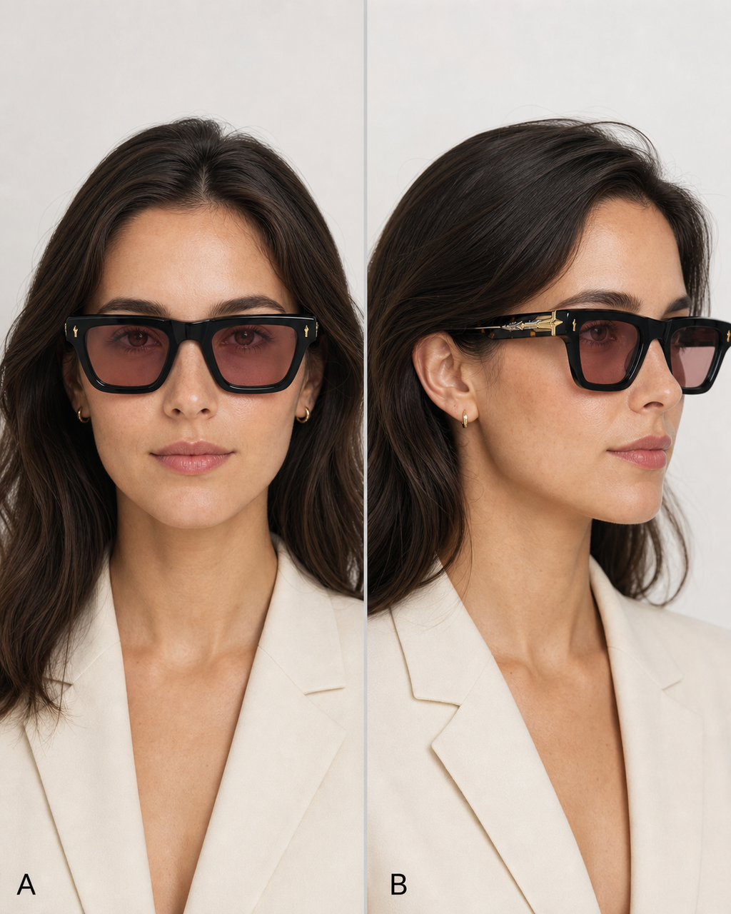 JMM Black Pink Rectangular Sunglasses