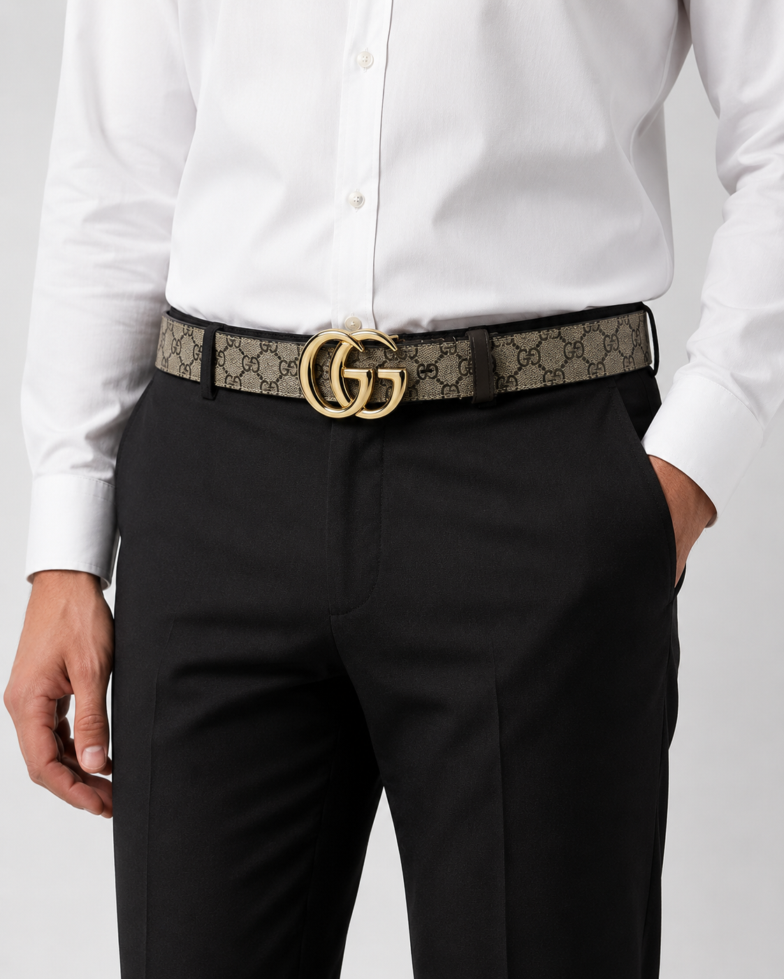 Brown/ beige/ Dark brown/ black Gold-Tone Buckle Belt - Product image 5