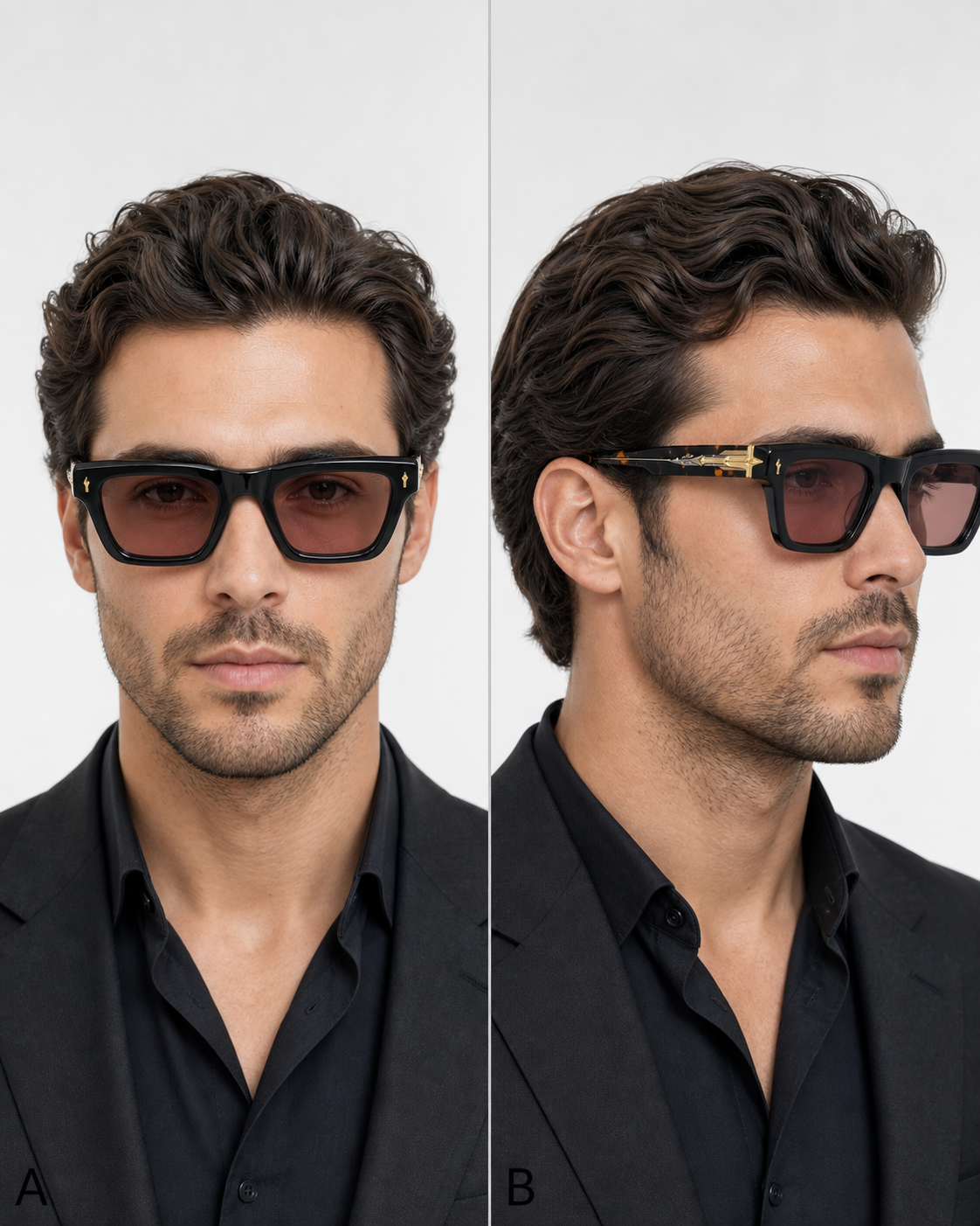 JMM Black Pink Rectangular Sunglasses