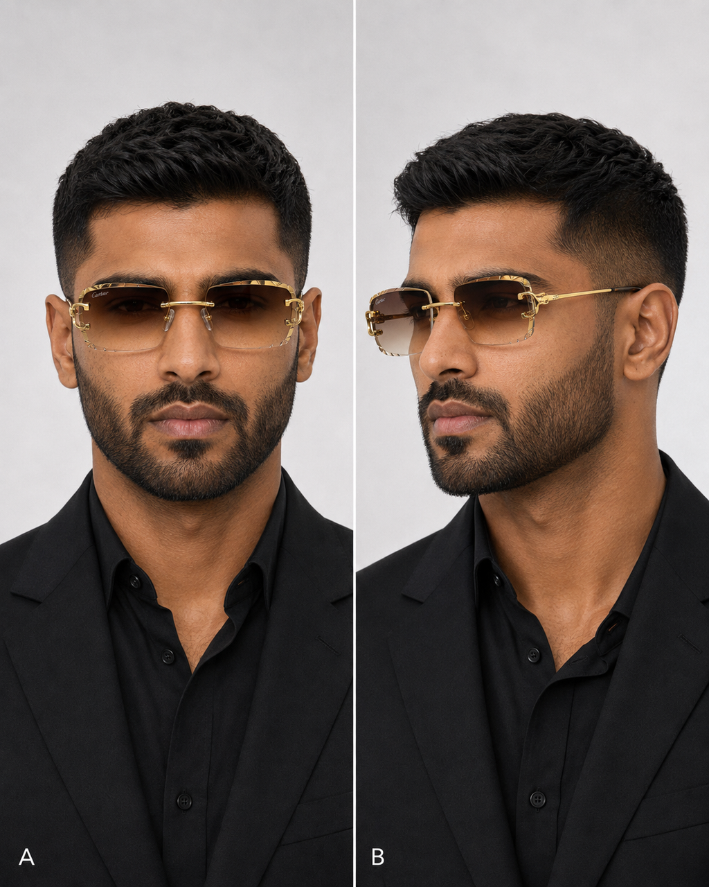 CR Signature C Rimless Faceted Sunglasses