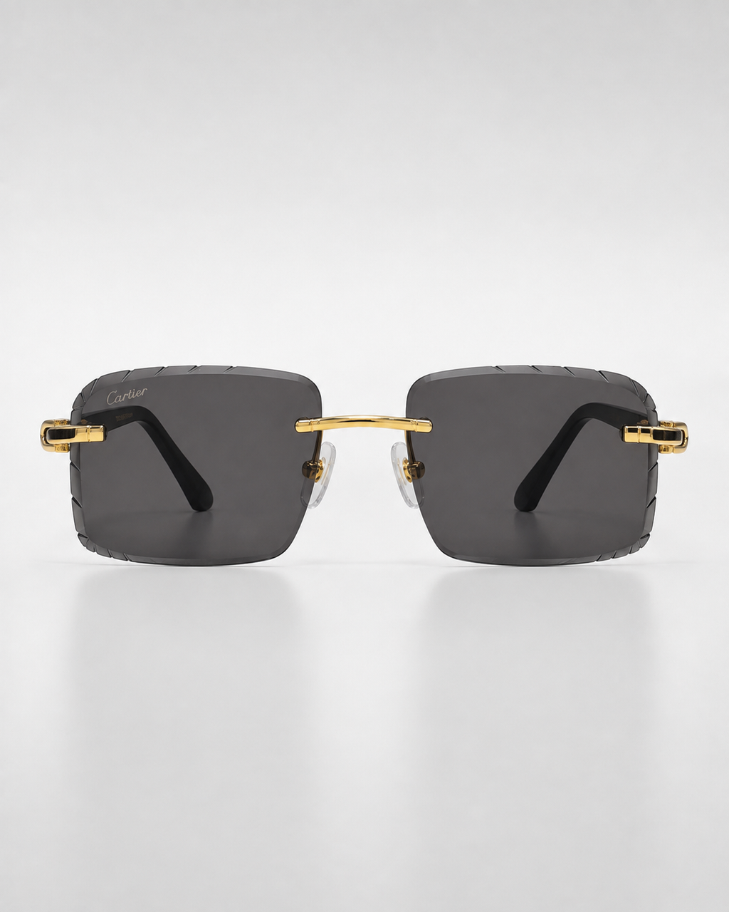 CR Black Temple Link Rimless Sunglasses
