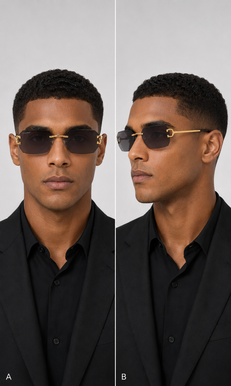 CR Signature C Geometric Rimless Sunglasses