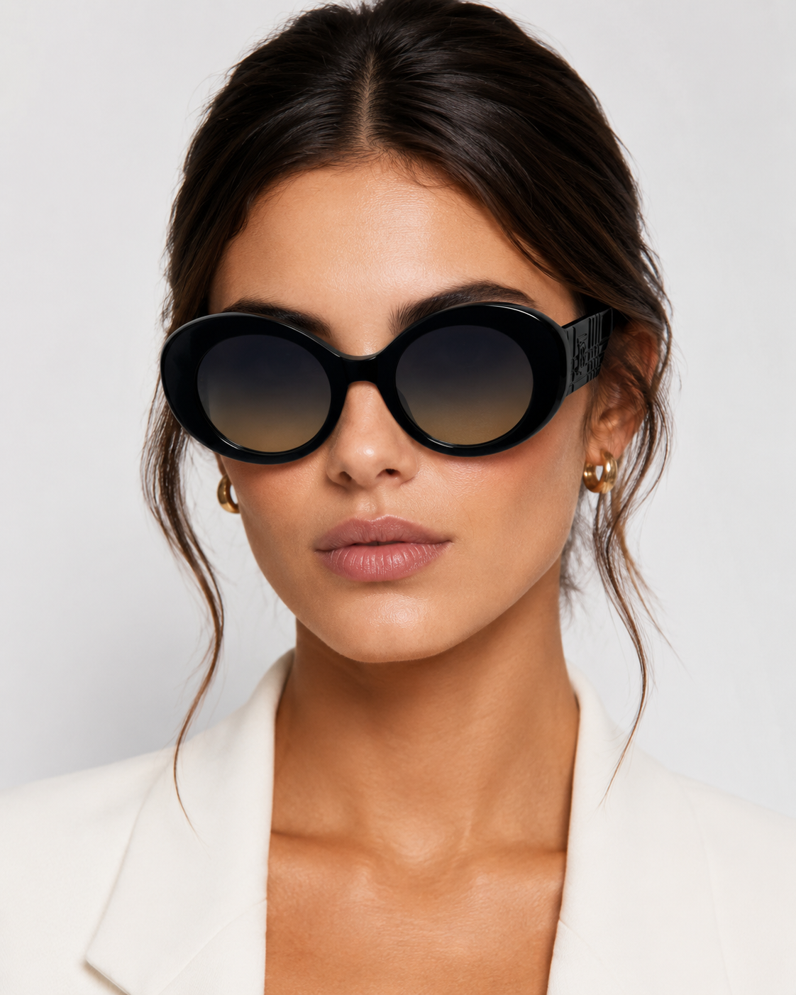 BRBRY — BB Black Gradient Round Sunglasses