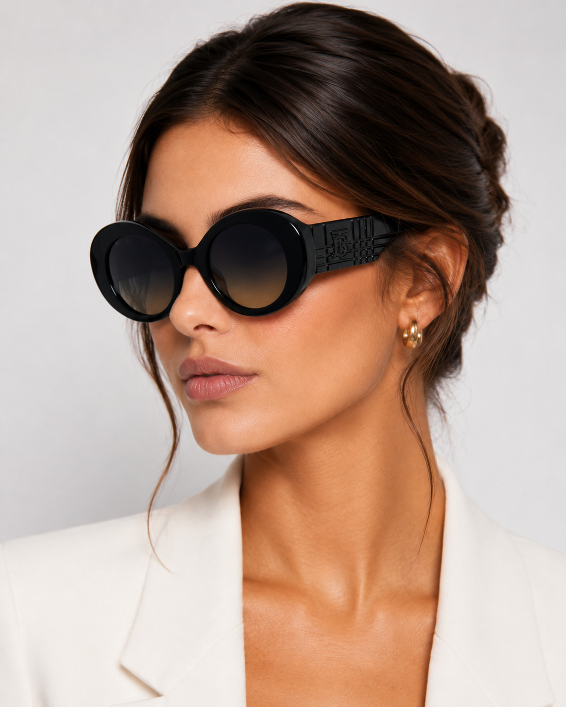 BRBRY — BB Black Gradient Round Sunglasses