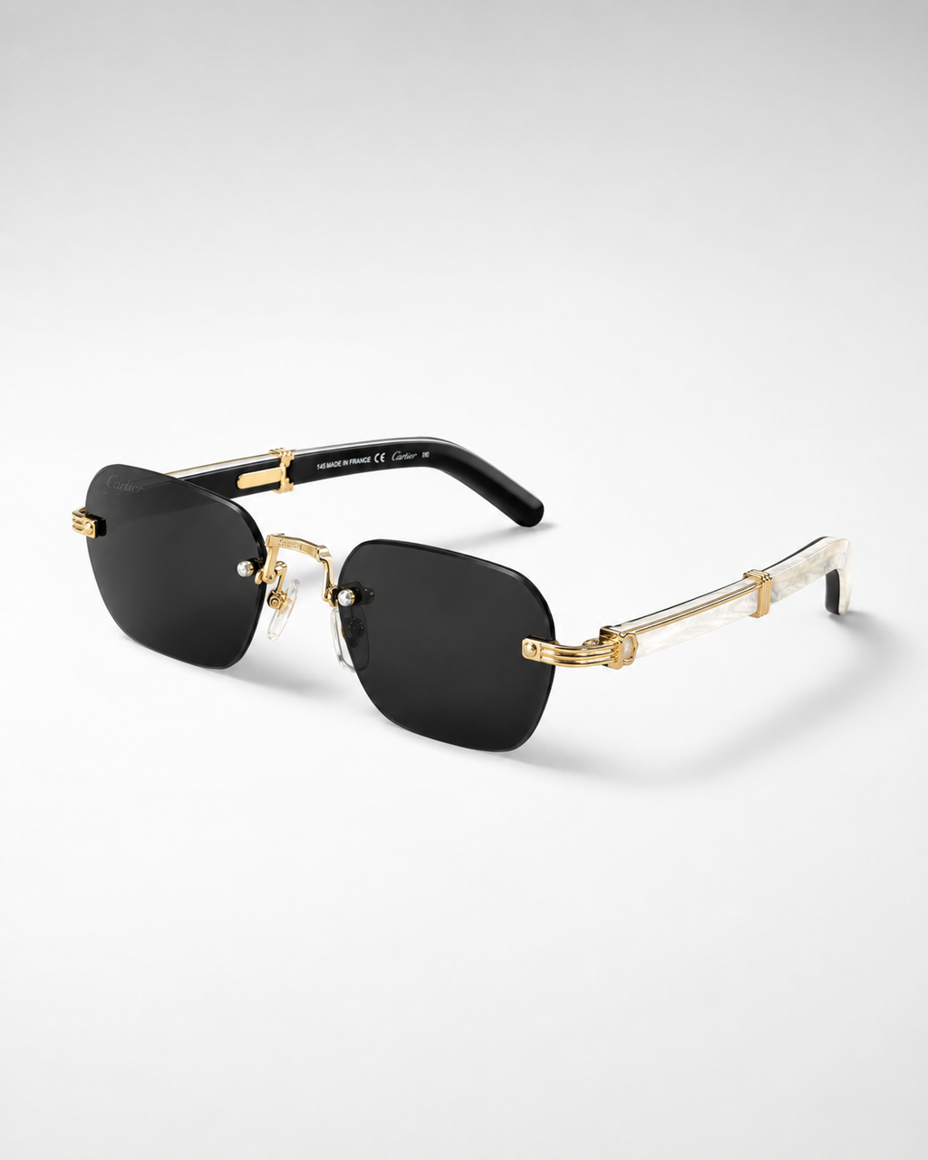 CR Pearl-Effect Temple Rimless Sunglasses