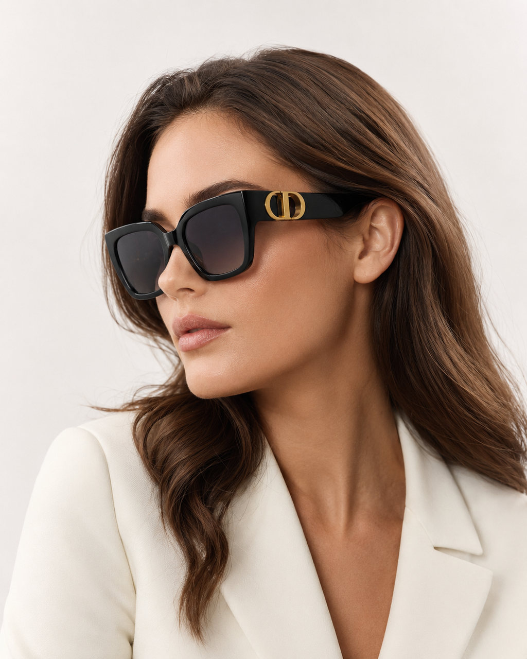 CD Black Gold Oversized Square Sunglasses