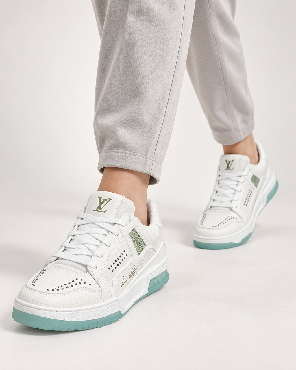 Women’s White & Mint Studded Sneakers - Codex Image 22 Sept 2026, 14 48 56