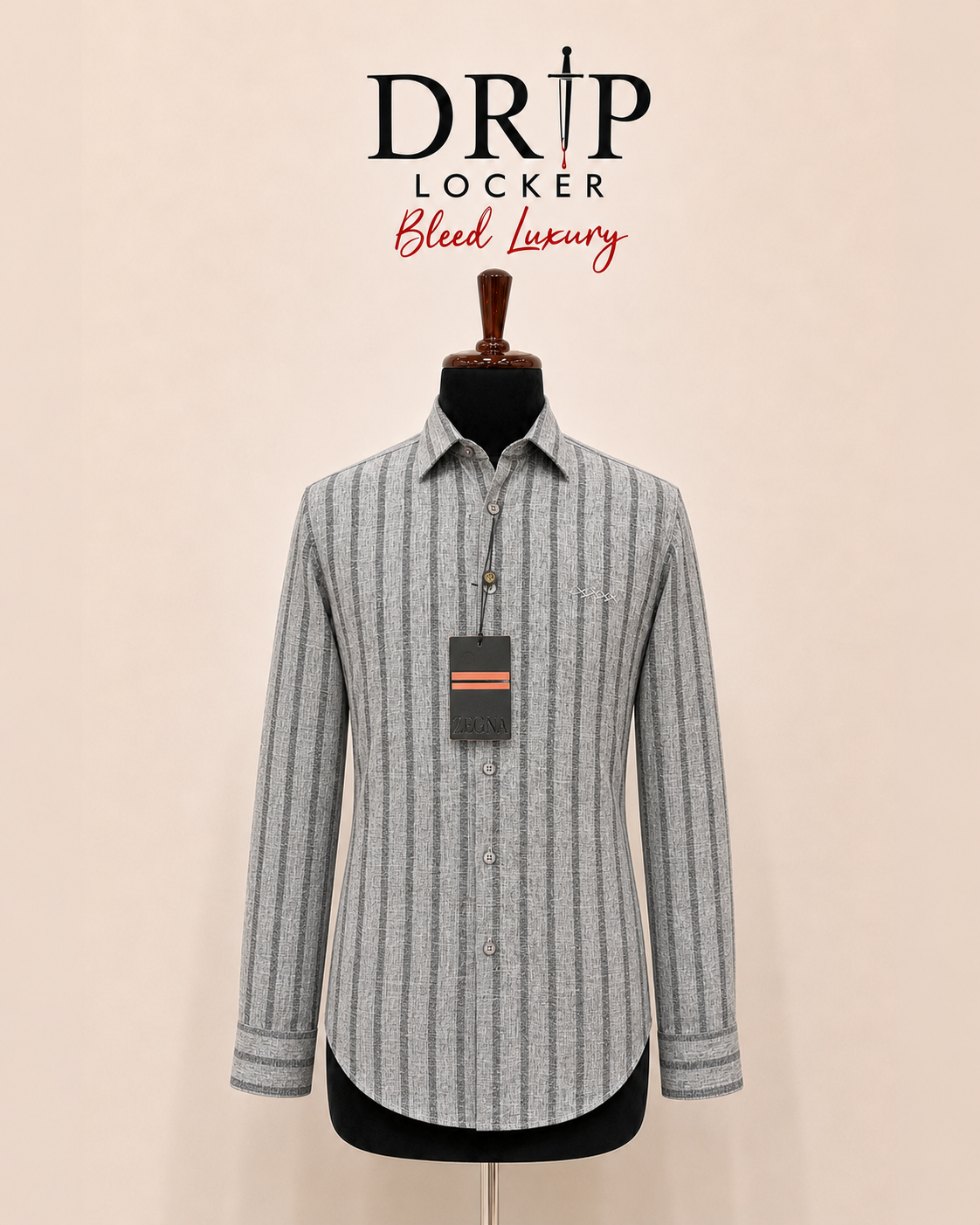 Men’s Grey Textured-Stripe Shirt - Cool Grey Slub Shirt Hero (3)