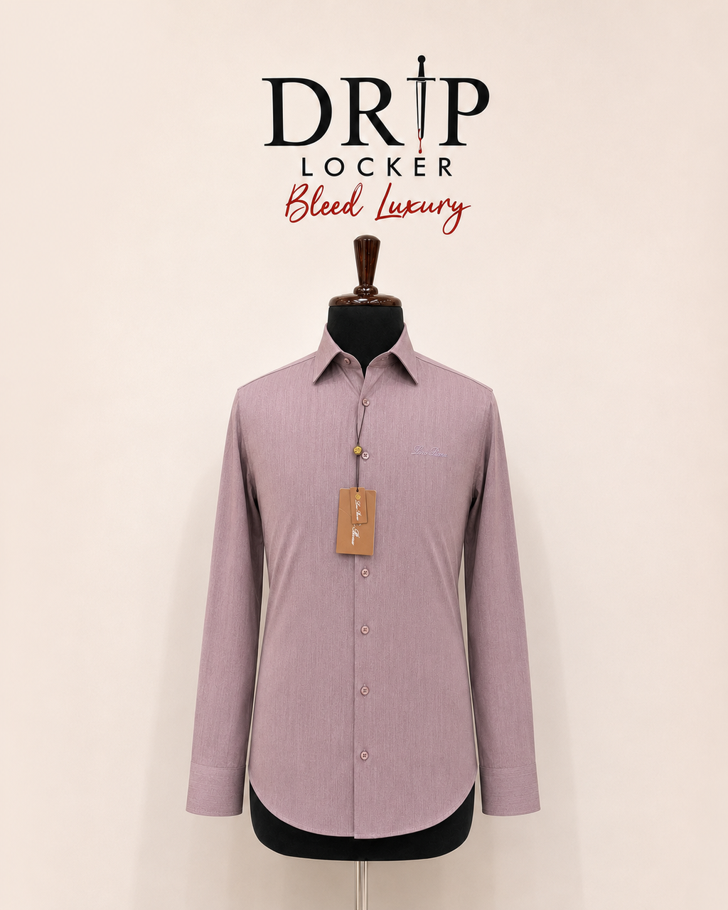 Men’s Dusty Rose Tonal-Pattern Shirt - Dusty Mauve Herringbone Shirt Display