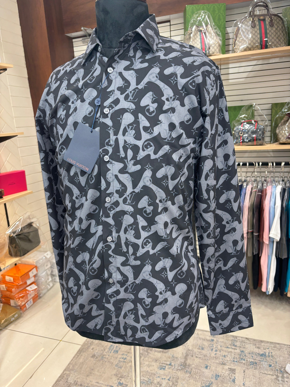 Men’s Black abstract print Shirt - IMG 7115