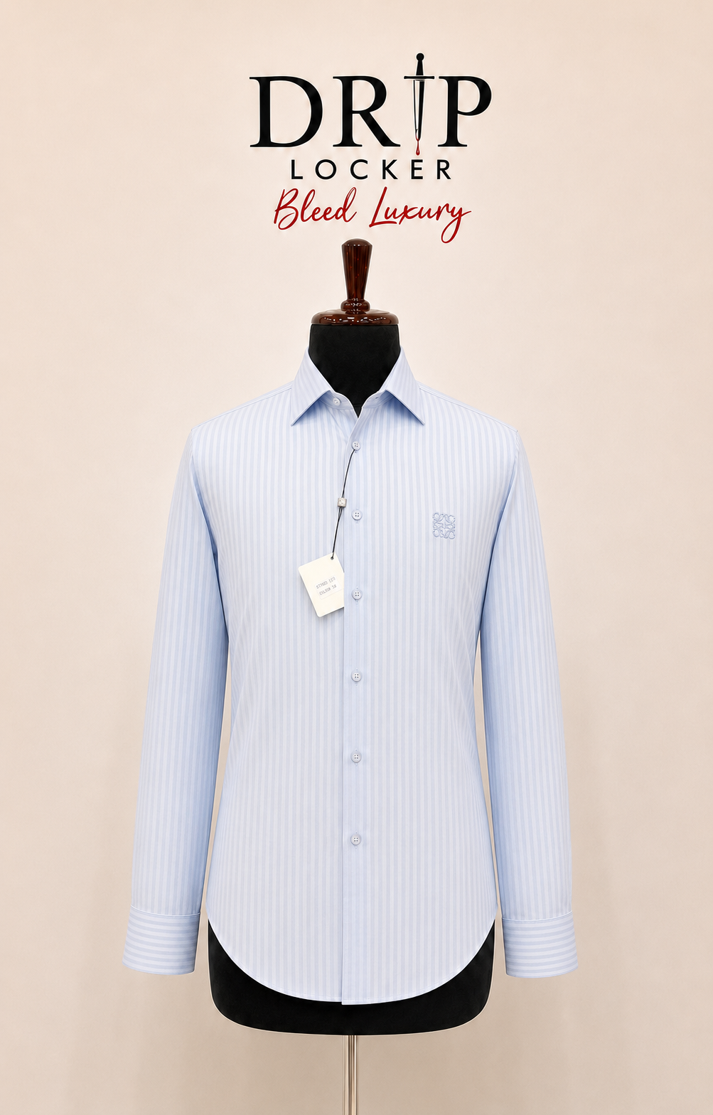 Men’s Light Blue Striped Shirt - Icy blue striped shirt, luxury wall display