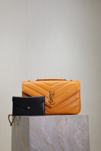 Saint Laurent Loulou Top-Handle Bag — Orange Matelassé Lambskin — Article 1214
