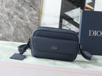 Dior CD Icon Zipped Messenger Bag - Navy Blue Matte Grained Calfskin — Article 1470