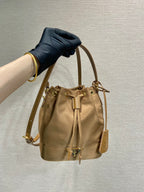 Prada Re-Edition 1978 Re-Nylon Mini Bucket Bag — Camel Brown — Article 1169