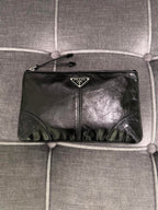 Prada Shiny Leather Pouch - Black — Article 1405