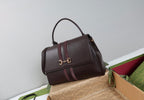Gucci Paparazzo Large Top Handle Bag - Dark Brown Leather with Suede Web Trim — Article 164