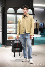 Gucci Web Trademark Large Backpack — Black Leather — Article 152