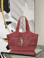 Saint Laurent Icare Maxi Raffia Tote — Brick Red — Article 1127