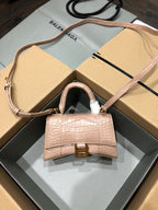 Balenciaga Hourglass Small Top Handle Bag - Beige Croc-Embossed Leather — Article 15