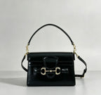 Gucci Horsebit Duomo Small Top Handle Bag — Black Glossy Leather — Article 194