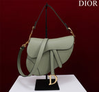 Dior Saddle Bag with Strap — Pale Sage Grained Leather — Article 481