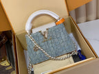 Louis Vuitton Capucines Mini — Denim Rendez-Vous Blue / White Taurillon — Article 650