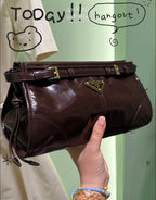 Prada Bonnie Small Leather Handbag - Dark Brown — Article 1341