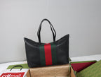 Gucci Web Trademark Large Tote Bag - Black Leather — Article 1742