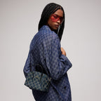 Gucci Small Boston Bag with Plaque — Blue GG Denim — Article 167