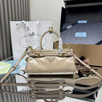Prada Bonnie Mini Leather Handbag - Travertine — Article 1335