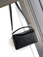 Loewe Medium Puzzle Edge — Black Grained Calfskin / Palladium — Article 1019