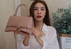 Balenciaga Hourglass Croc-Embossed Leather Top Handle Bag - Pink — Article 12