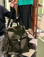Prada Explore Re-Nylon and Leather Backpack - Forest — Article 1421