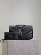Saint Laurent Loulou Top-Handle Bag — Black Matelassé Lambskin — Article 1212