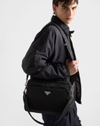 Prada Re-Nylon and Saffiano Leather Shoulder Bag — Black — Article 1142