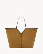 Saint Laurent Y Slim Suede Tote - Light Rustic Camel/Nero — Article 1224