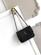 Saint Laurent Niki Medium Grained Lambskin Shoulder Bag — Black — Article 1670