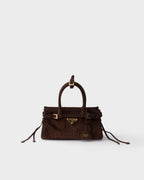 Prada Bonnie Suede Mini Handbag — Cocoa Brown — Article 1095
